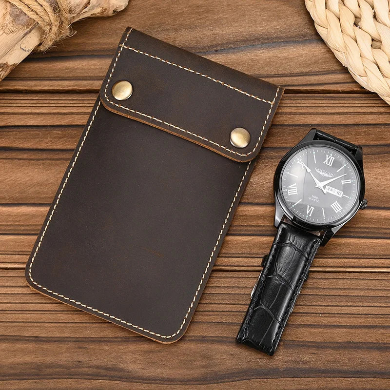 Femlion Crazy Horse Leather Watch Bag for Men: Stylish Watch Storage Holster