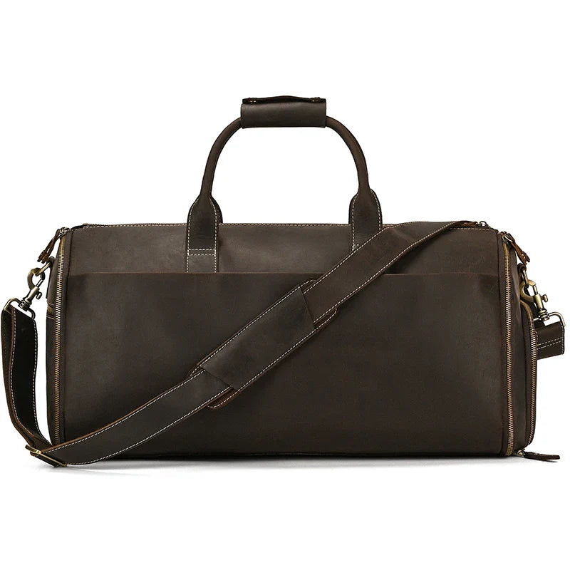 Femlion Men's Leather Suit Bag: Travel Duffel for Suits, Jackets, and Shoes