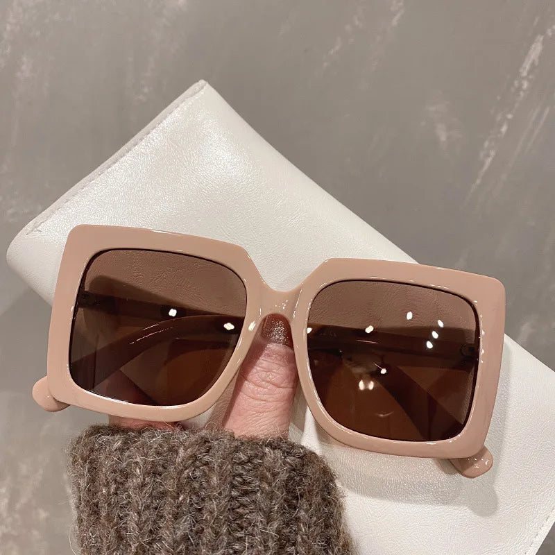 Femlion Retro Oversized Square Sunglasses for Women Gradient Vintage Mirror Shades