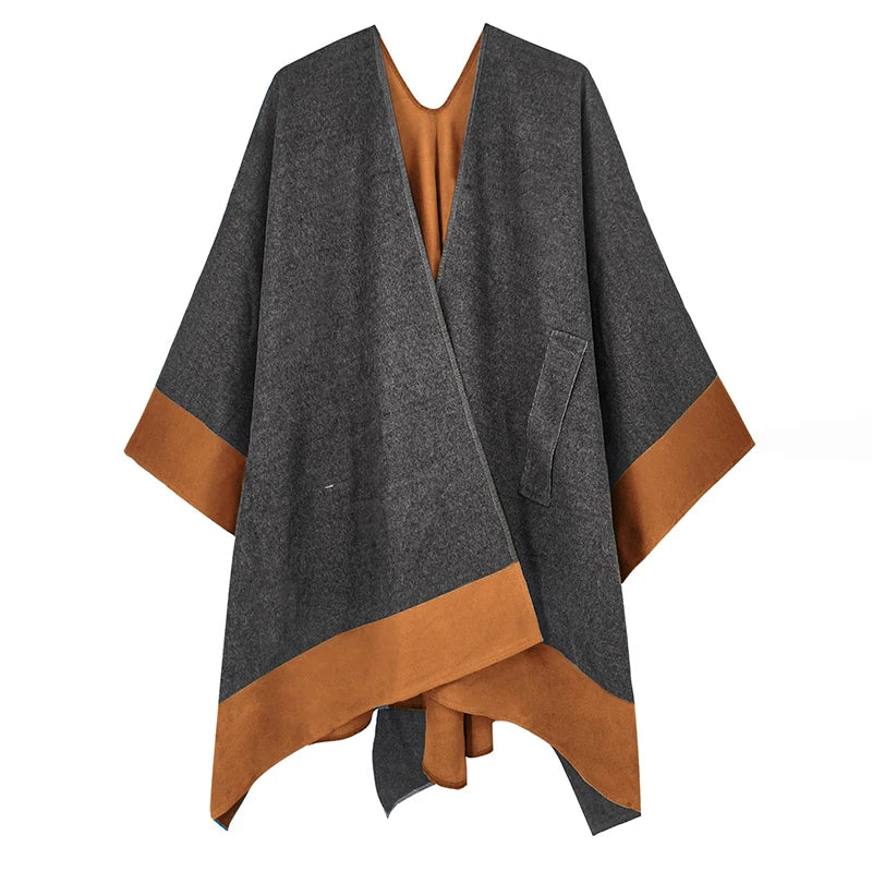 Femlion Reversible Warm Poncho Cape Shawl Soft Wrap Pashmina Blanket Scarf