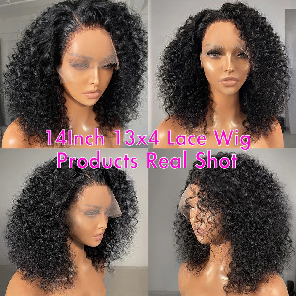 Femlion 13x4 Lace Front Bob Wig | Curly Human Hair Closure Wig