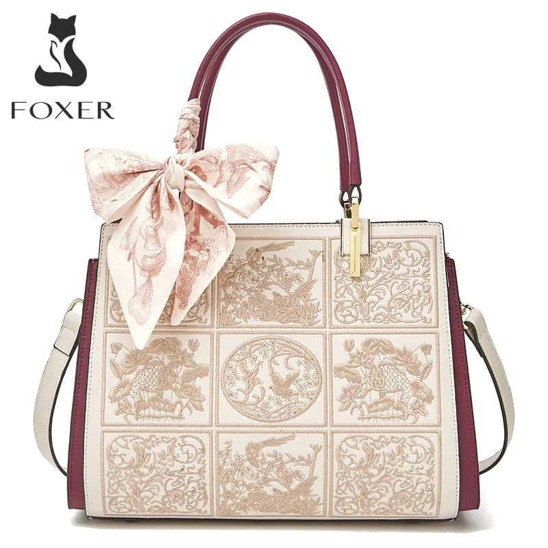 Femlion Silk Scarf Print Crossbody Shoulder Bag