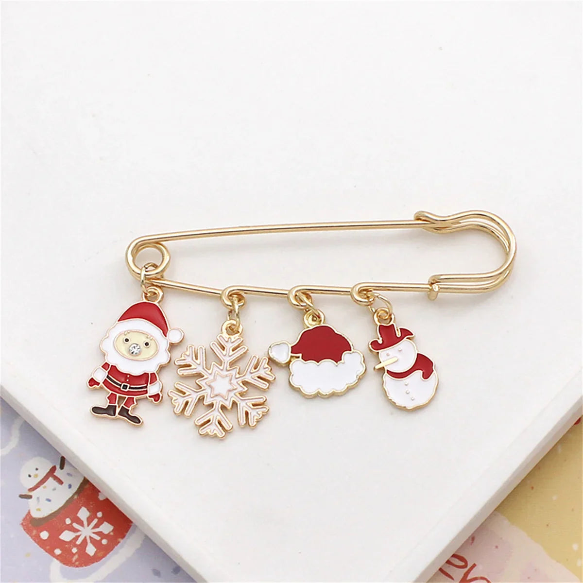 Femlion Christmas Big Needle Brooch | Enamel Santa Moon Snowflake Lapel Pins