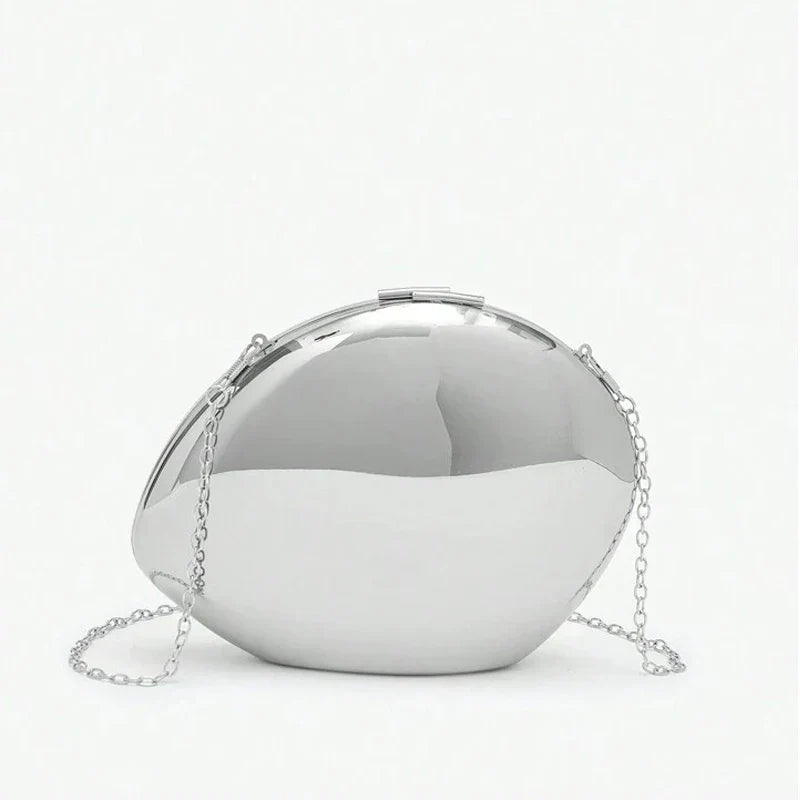 Femlion Shell Clutch Bag: Stylish Metal Crossbody Evening Party Purse