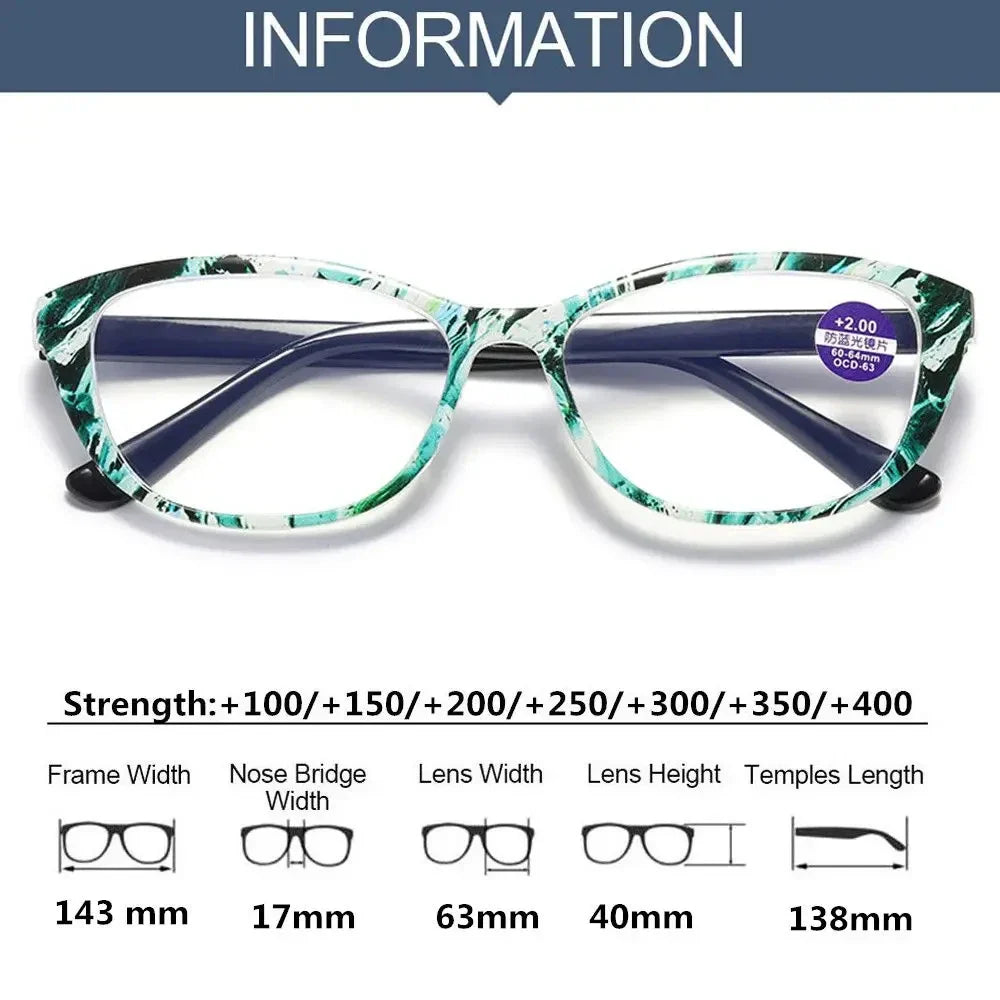 Femlion Printed Frame Anti-Blue Light Reading Glasses Men Women +1.0~+4.0