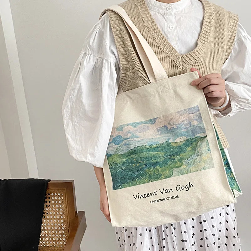 Femlion Van Gogh Morris Vintage Oil Painting Shoulder Bag Large Tote for Women Shopping