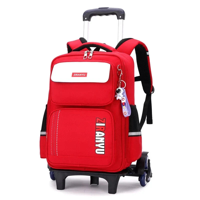 Femlion Kids' Rolling Backpack Junior High School Wheeled Bag Student Trolley Schoolbags