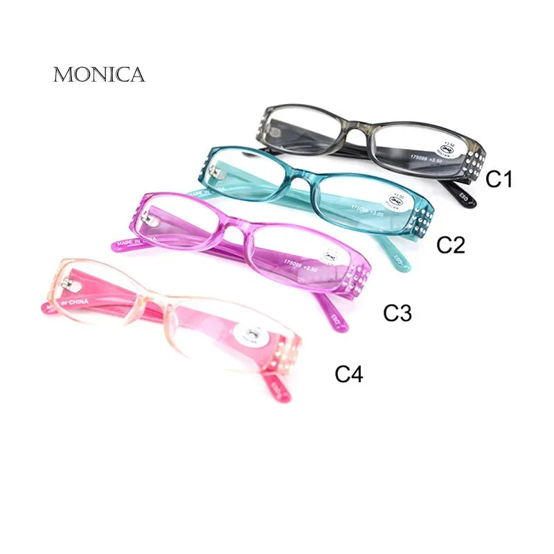 Femlion Diamond Resin Reading Glasses with Rhinestone Details