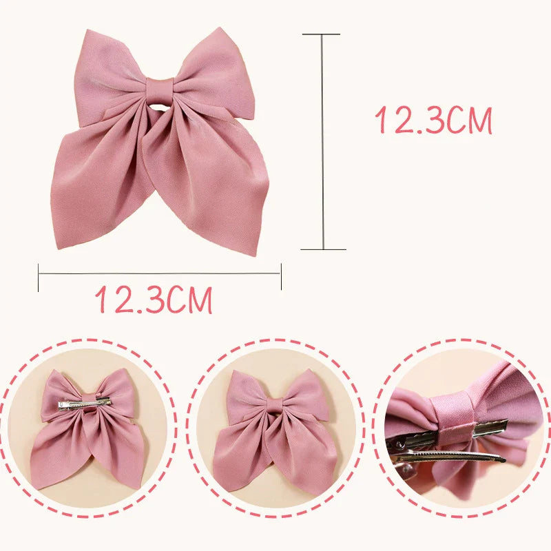 Femlion Satin Bow Hair Clips for Girls, Women, Kids - Sweet Hair Accessories