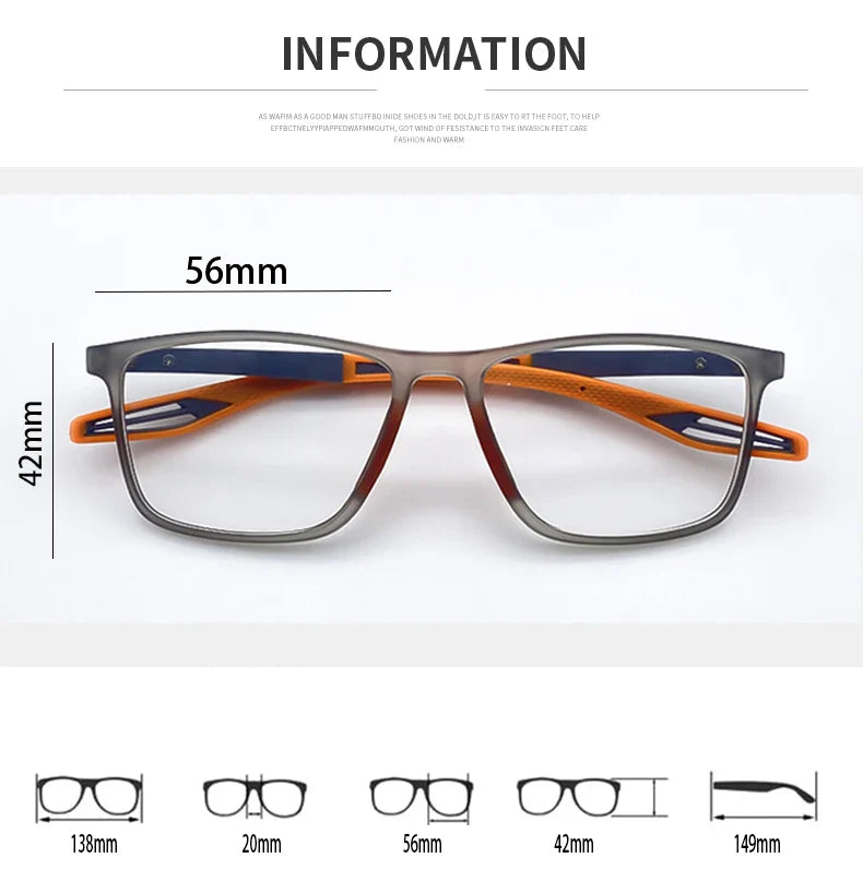 Femlion TR90 Sport Reading Glasses Anti-blue Light Men Women Diopters To +4.0