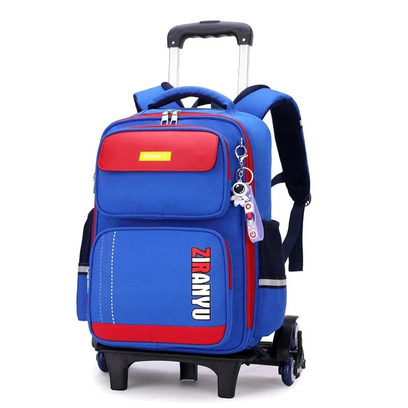 Femlion Kids' Rolling Backpack Junior High School Wheeled Bag Student Trolley Schoolbags