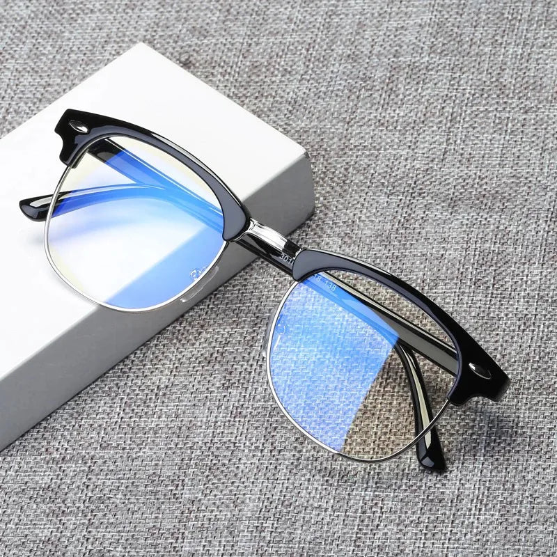 Femlion Half Frame Myopia Glasses for Men and Women - Diopter Range: 0 to -6.0