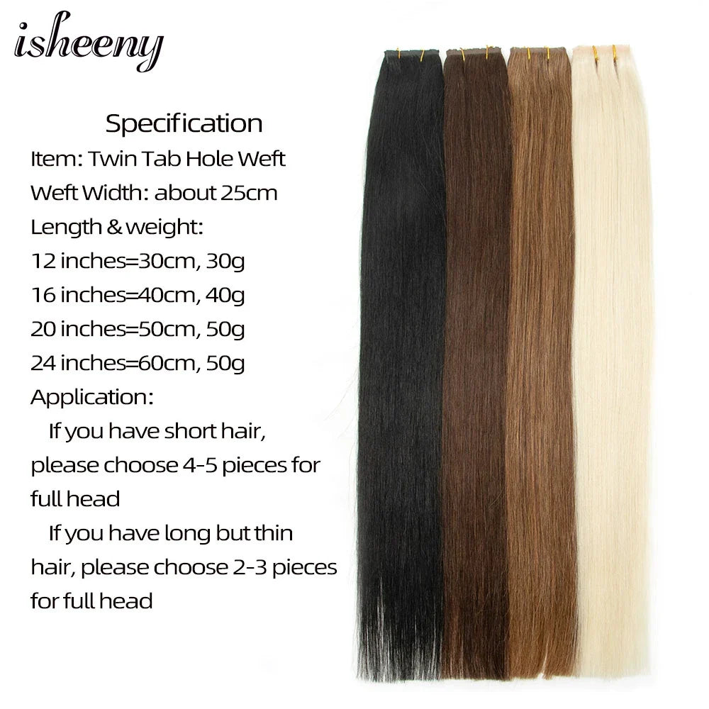 Femlion 16-24" Natural Brown PU Skin Weft Micro Rings Hair Extensions 40-50g