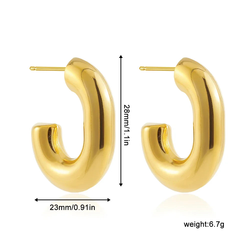 Femlion Gold-Plated Chunky U-Shaped Hoop Earrings for Women