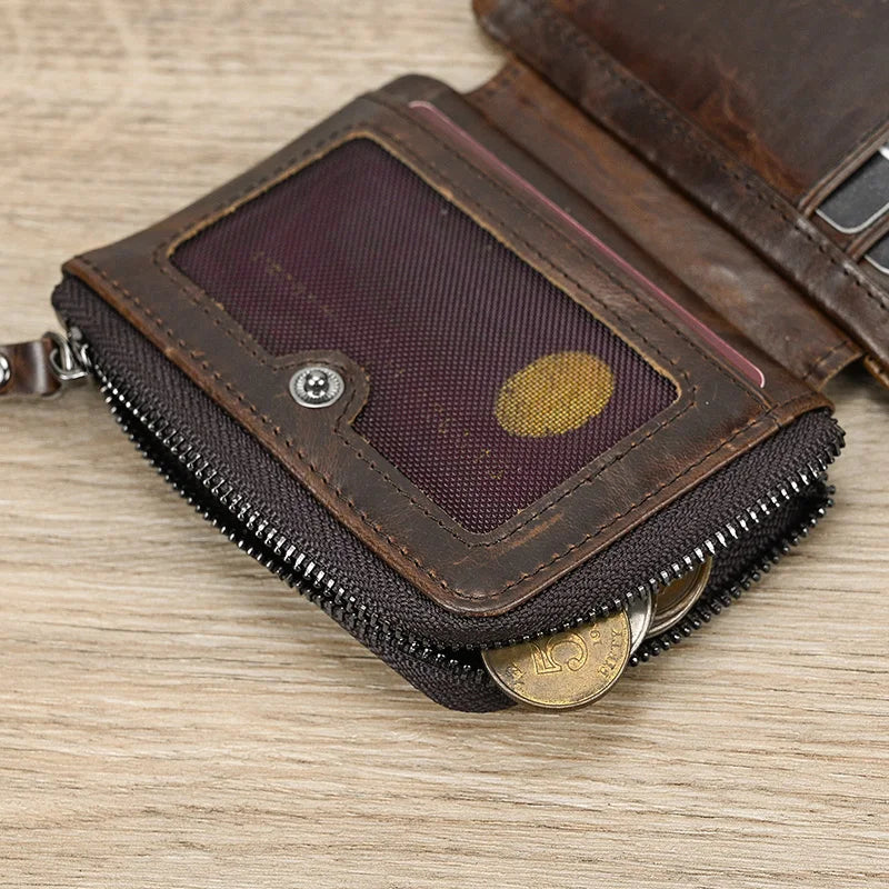 Femlion Genuine Leather Short Wallet for Men and Women - Luxury Business Card Wallet