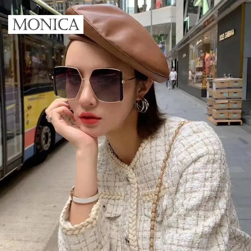 Femlion Vintage Oversize Square Sunglasses for Women Fashion Luxury Design