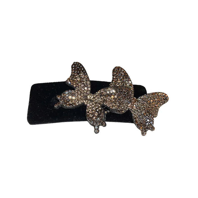 Femlion Rhinestone Butterfly Hair Clip for Women - Fashion Side Clip