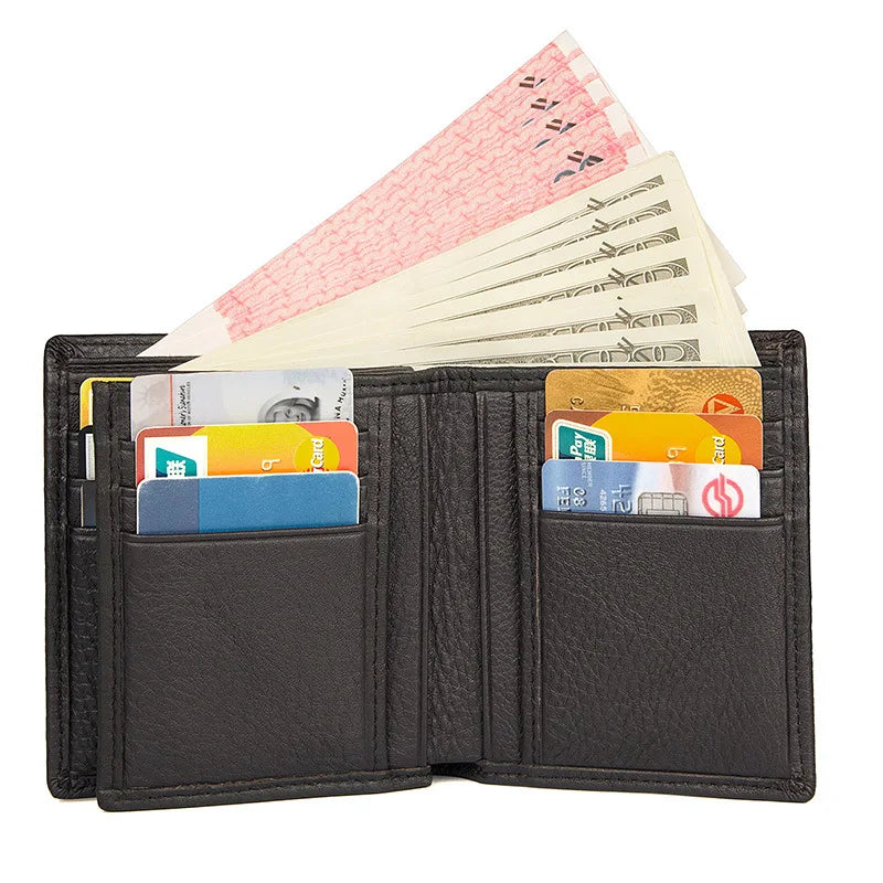 Femlion Men's Genuine Leather Bifold Wallet with Cash Clip and Card Slots