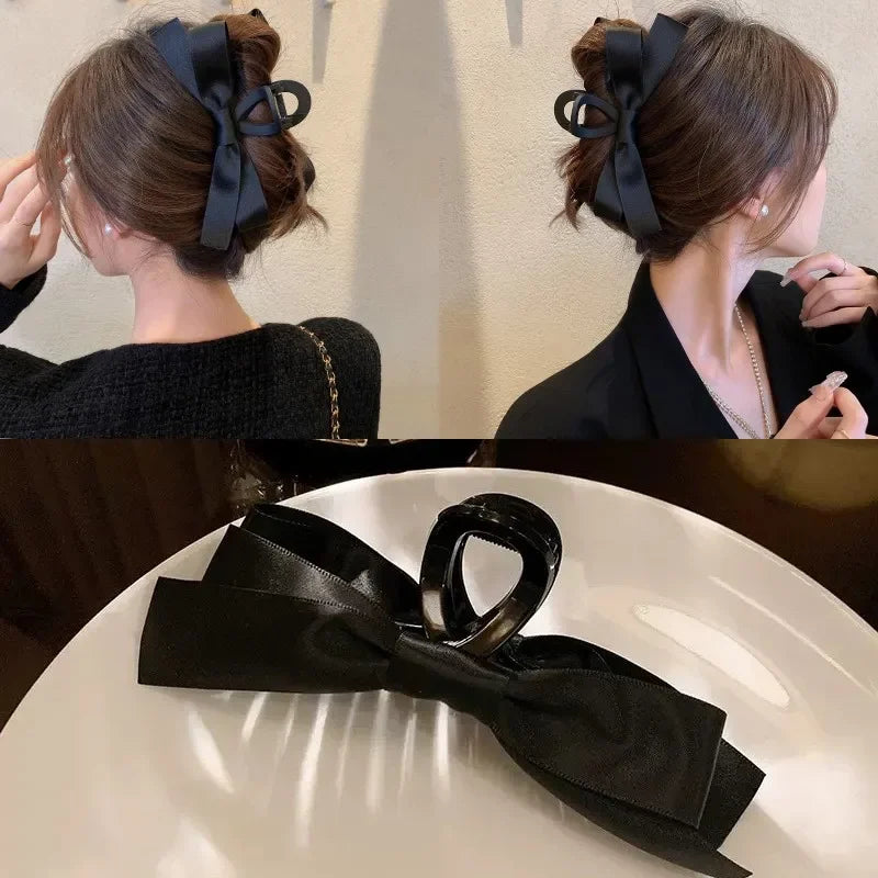 Femlion Velvet Bow-Knot Hair Clip | Big Size Hair Claw for Stylish Hairdos