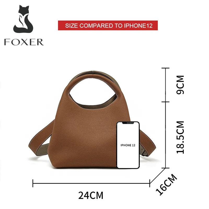 Femlion Retro Cowhide Shoulder Bag Women's Crossbody Handbag