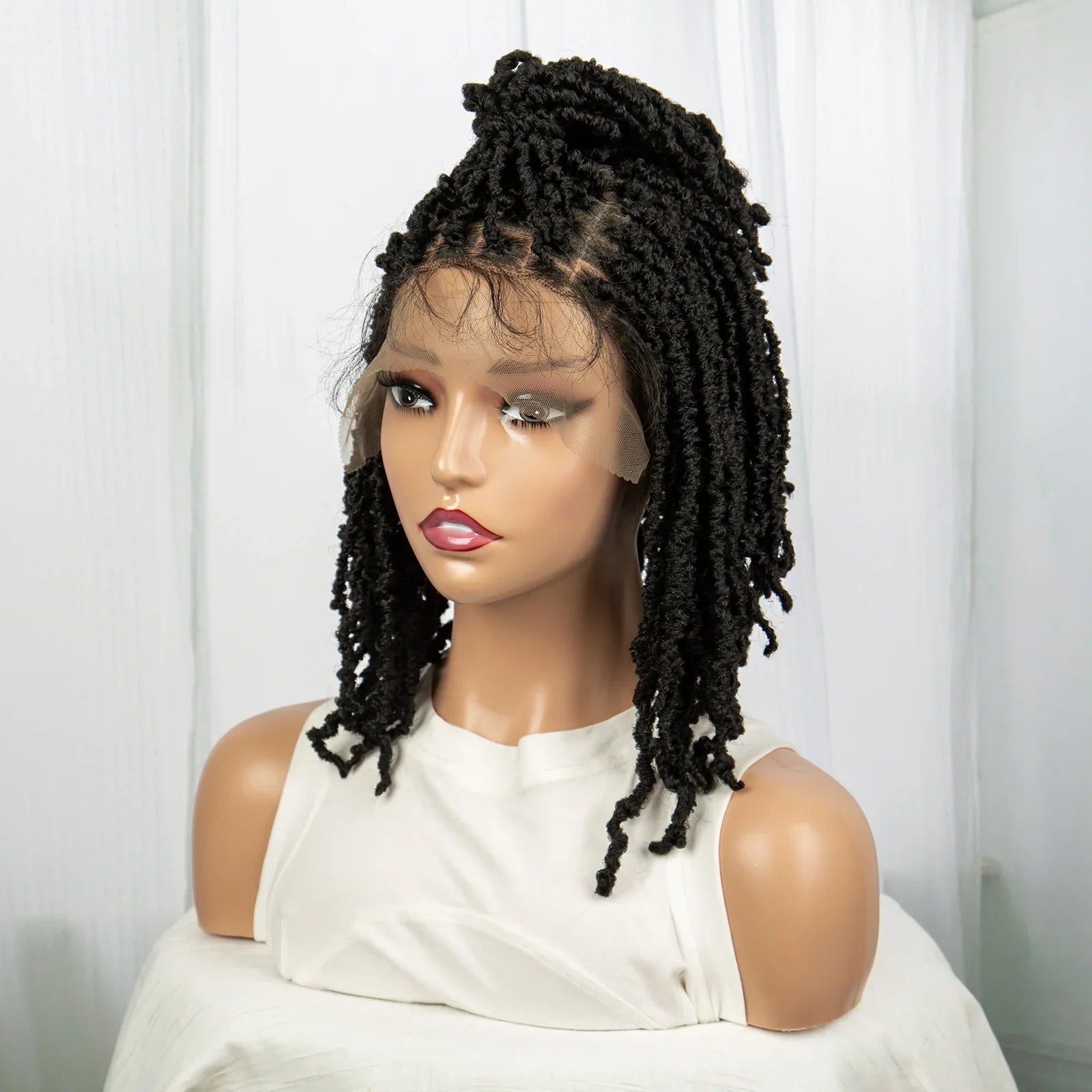 Femlion 14" Knotless Locs Crochet Braided Lace Front Wig for Black Women