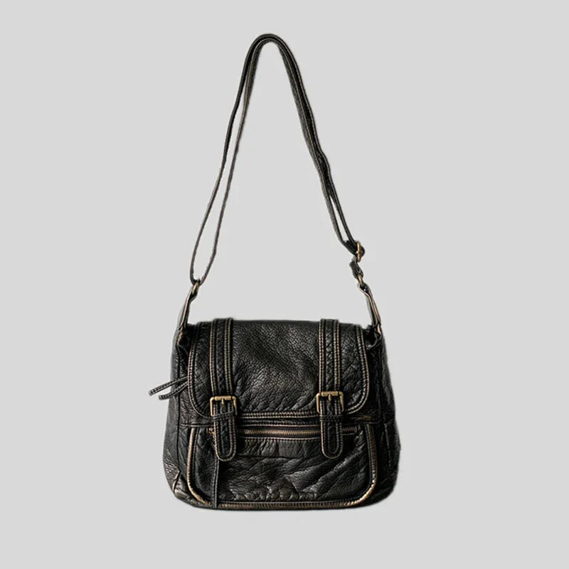 Femlion Vintage Leather Shoulder Bag for Women with Large Capacity