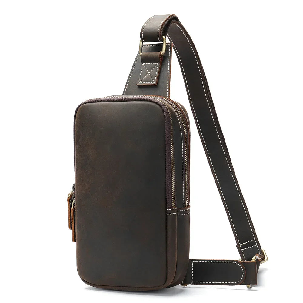 Femlion Genuine Leather Men's Crossbody Sling Bag