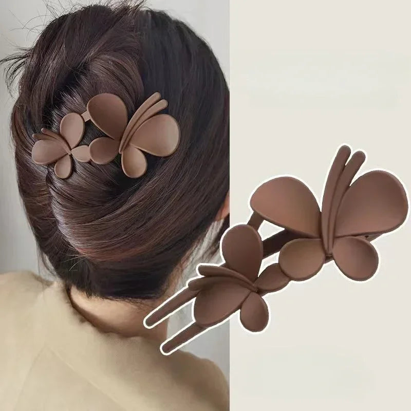 Femlion Elegant Double Butterfly Hair Clips for Women - Korean Style Large Ponytail Clip