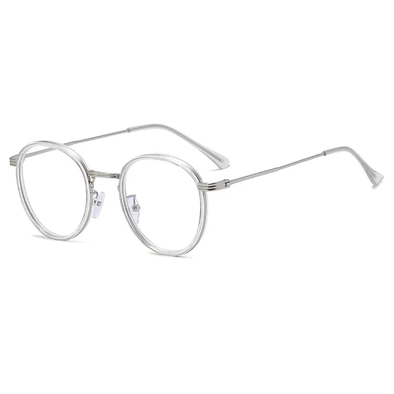 Femlion Retro Round Metal Anti Blue Light Clear Glasses for Women