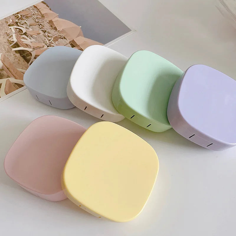 Femlion Glossy Solid Color Contact Lens Case: Mini Portable Box for Care and Storage