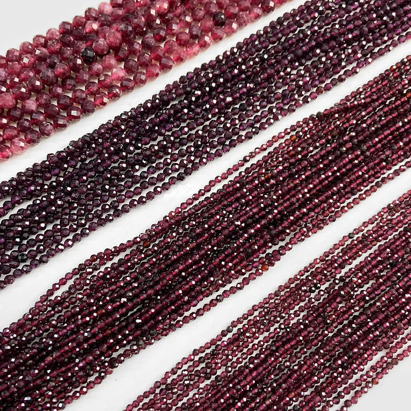 Femlion Garnet Faceted Stone Beads 2/3/6mm Spacer Gem Beads for Jewelry Making