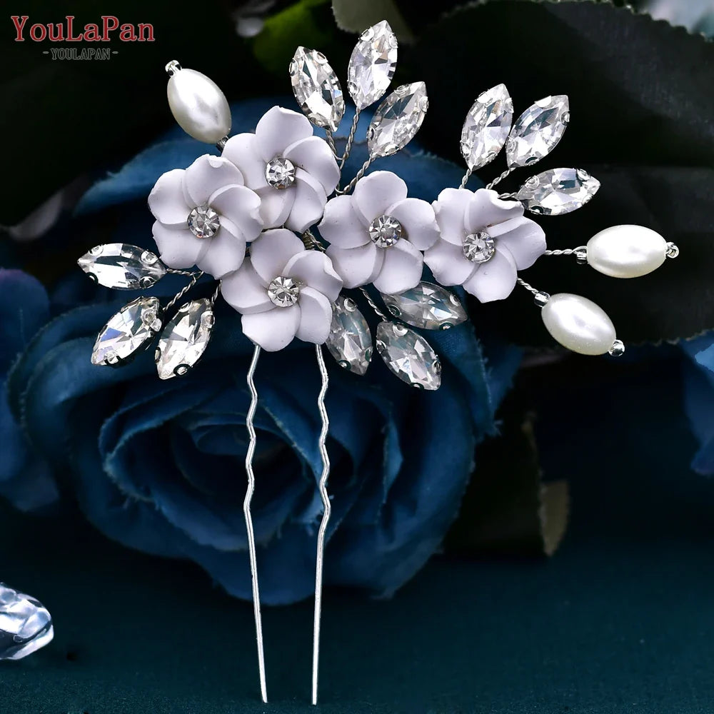 Crystal Flower Bridal Hairpins Rhinestone Wedding Hair Accessories Girls Hair Pin by Femlion