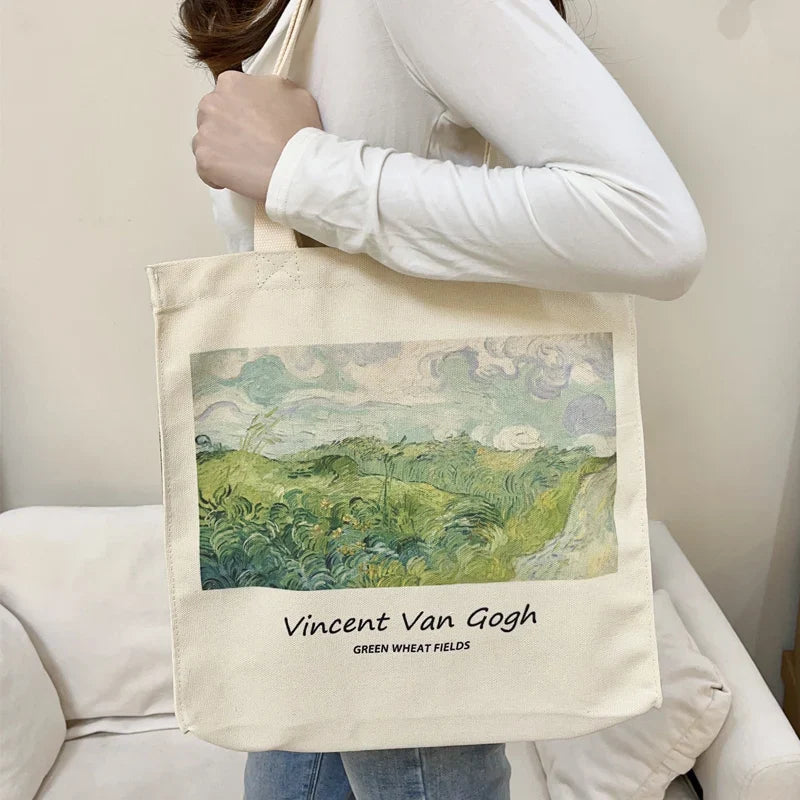 Femlion Van Gogh Morris Vintage Shoulder Bag Large Tote Oil Painting Handbag