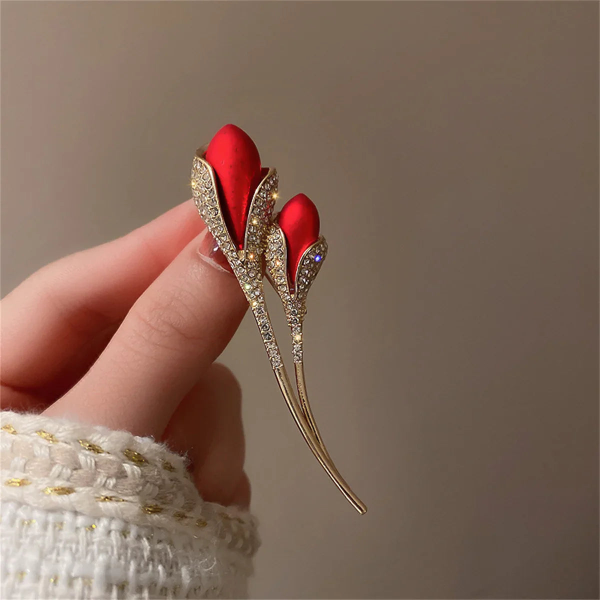 Femlion Lotus Flower Brooch: Pink Enamel Elegant Fashion Petal Pin for Women