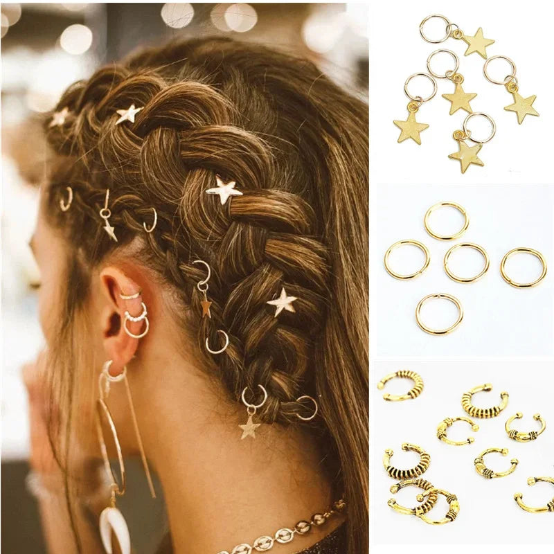 Femlion Hair Braid Dreadlock Beads Clips Cuffs Rings Set - Variety Styles Dread Accessories