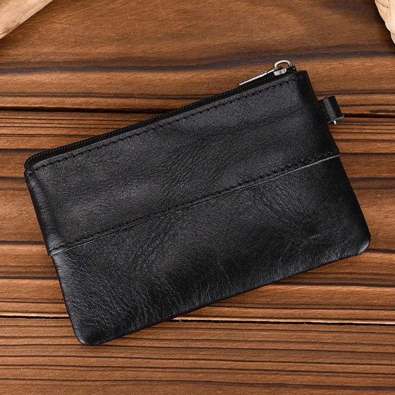 Femlion Genuine Leather Key Wallet Coin Purse Mini Wallets for Men Women