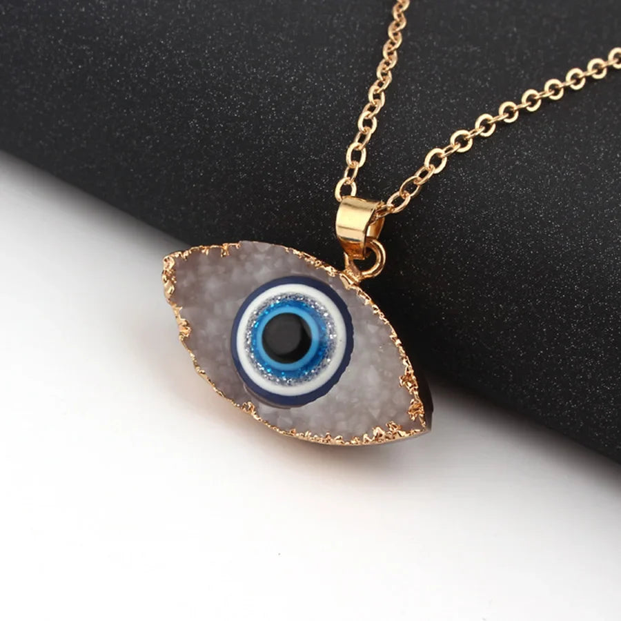 Femlion Bohemian Resin Evil Eye Pendant Necklace for Women - Lucky Demon Eyes Choker