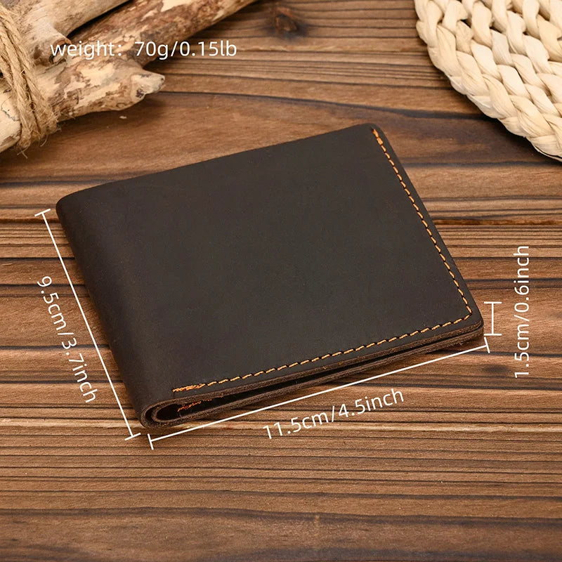 Femlion Men's Genuine Leather Slim Bifold Wallet, Vintage Style Card Holder and Small Purse