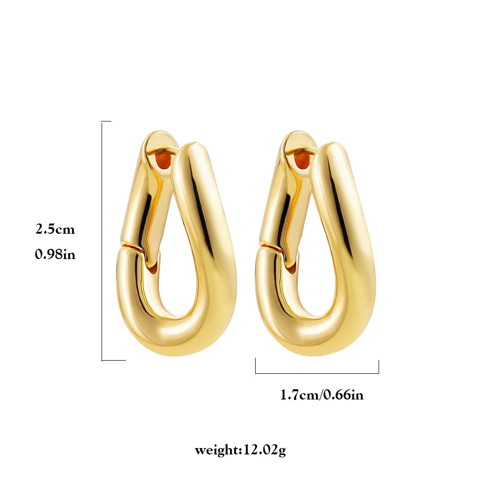 Femlion Chunky Twist Hoop Earrings: Stylish Copper Ear Buckle Huggies - Creative Party Jewelry