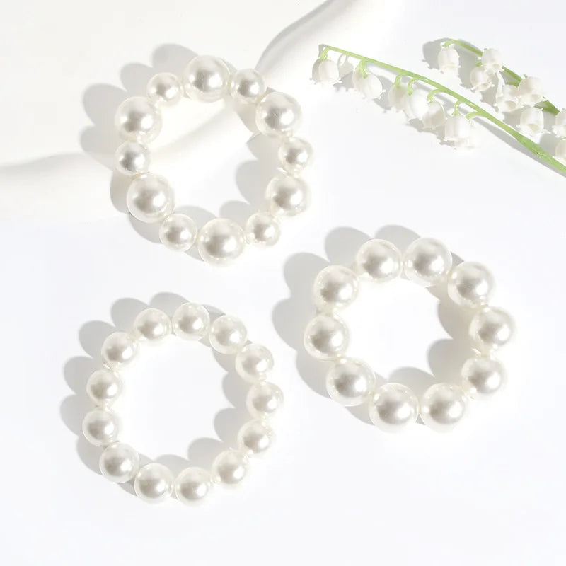 Femlion Beaded Hair Bands for Girls - Cute Pearl Hair Ties and Ponytail Accessories