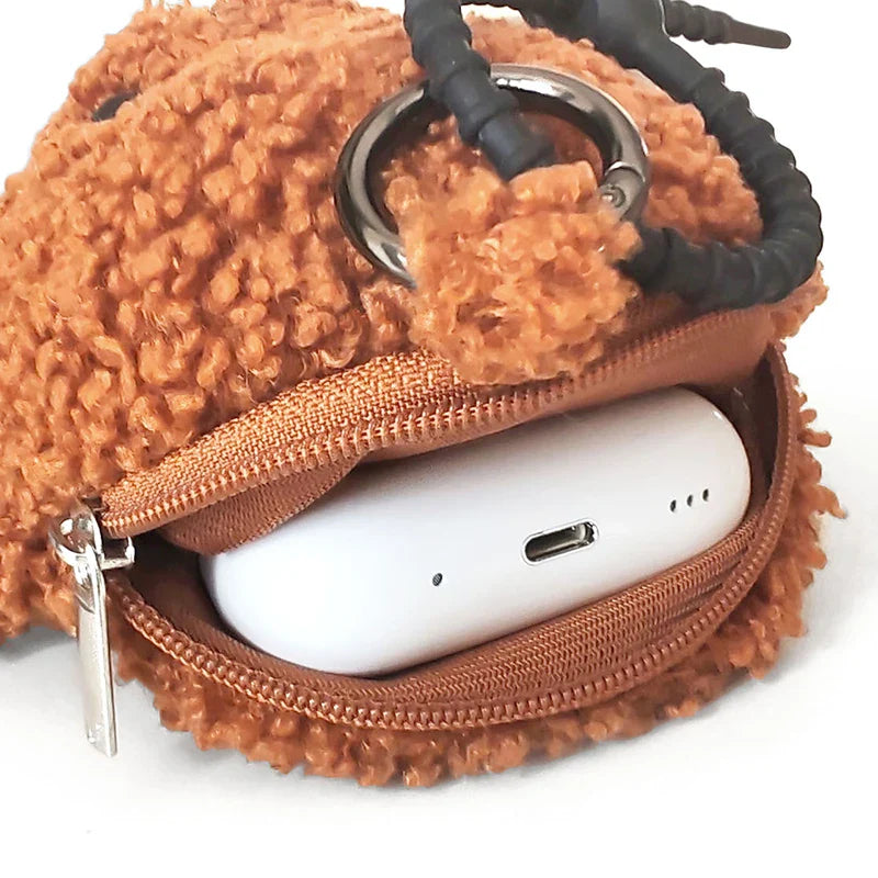 Femlion Flower Princess Plush Coin Purse Earphone Mini Crossbody Bag