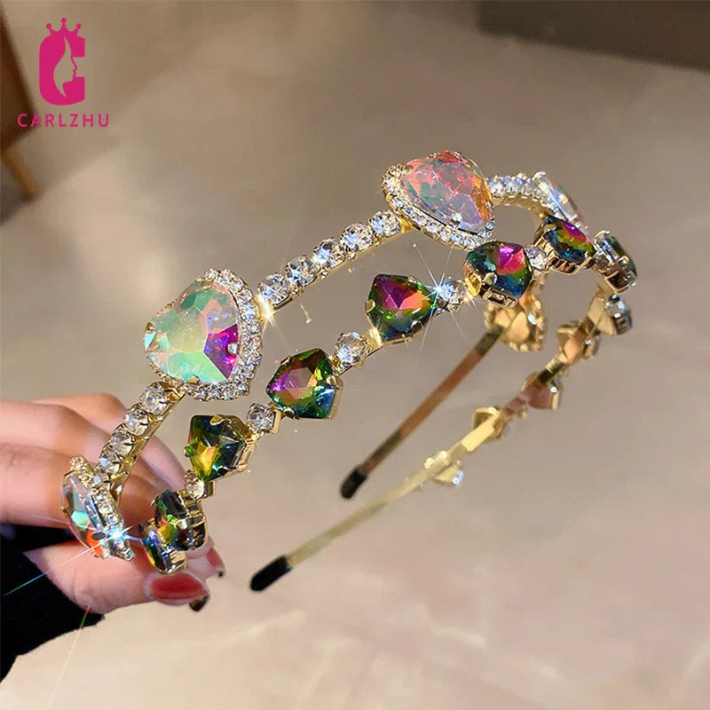 Femlion Chic Rhinestone Love Heart Hairband Hoop - Women's Headband Hair Accessories