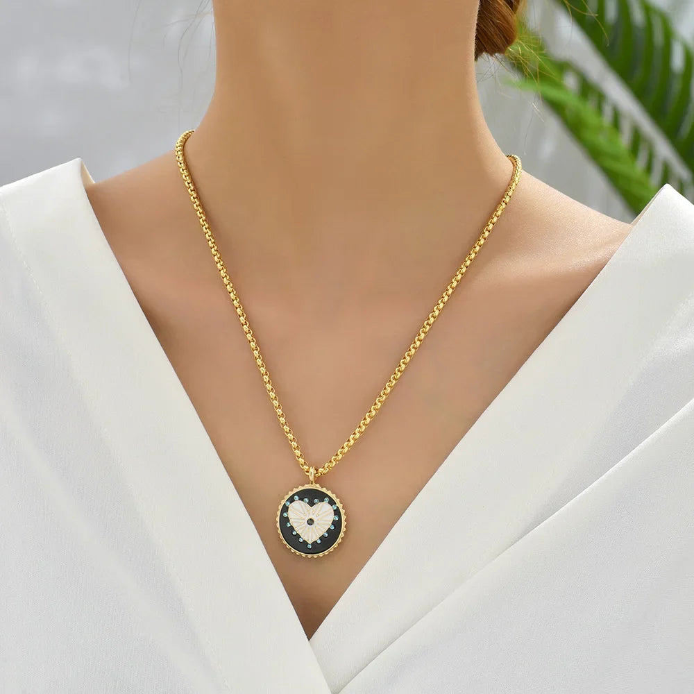 Femlion Enamel Zodiac Sign Necklace for Women, Double Sided Star Pendant with Stainless Steel Chain