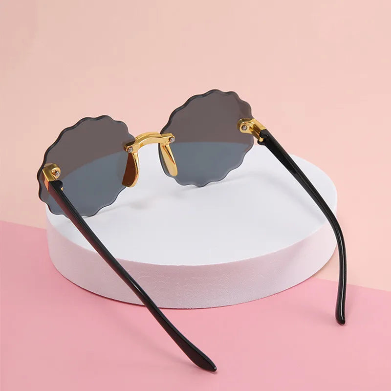 Femlion Kids Retro Round Sunglasses - Rimless Sunshade Fashion Shades