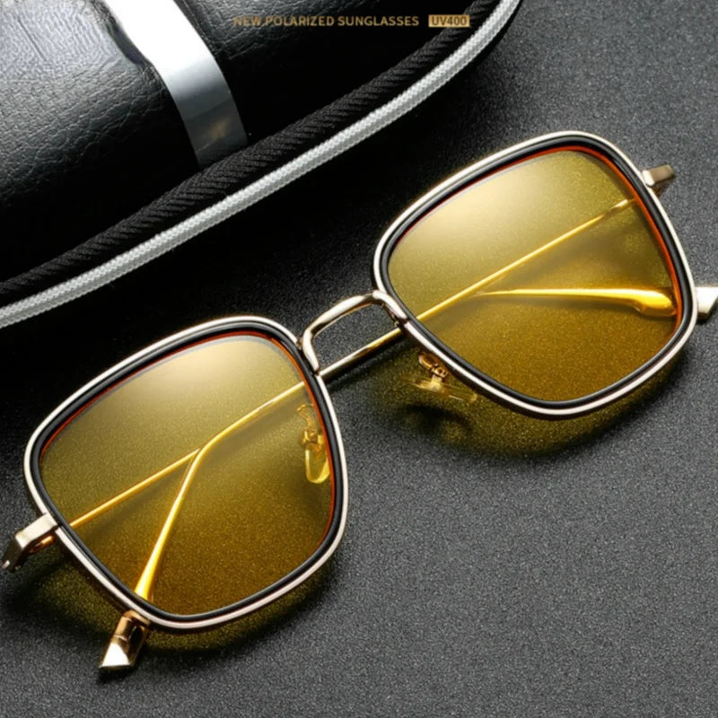 Femlion Retro Square Sunglasses Men & Women UV400 Luxury Designer Steampunk Sun Glasses