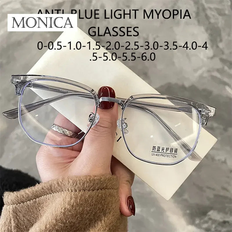 Femlion Blue Light Myopia Glasses - Fashion Half Frame Optical Eyewear