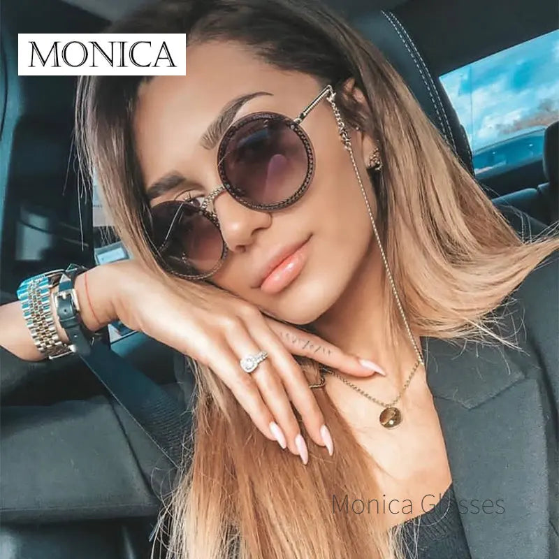 Femlion Rimless Round Sunglasses 2024 | Luxury Brand Women's Sun shades UV400