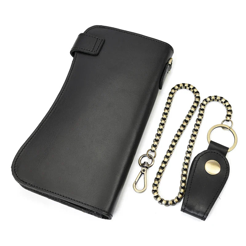 Femlion Men's Leather Chain Wallet Phone Purse Clutch Bag Vintage Style Brand Designer