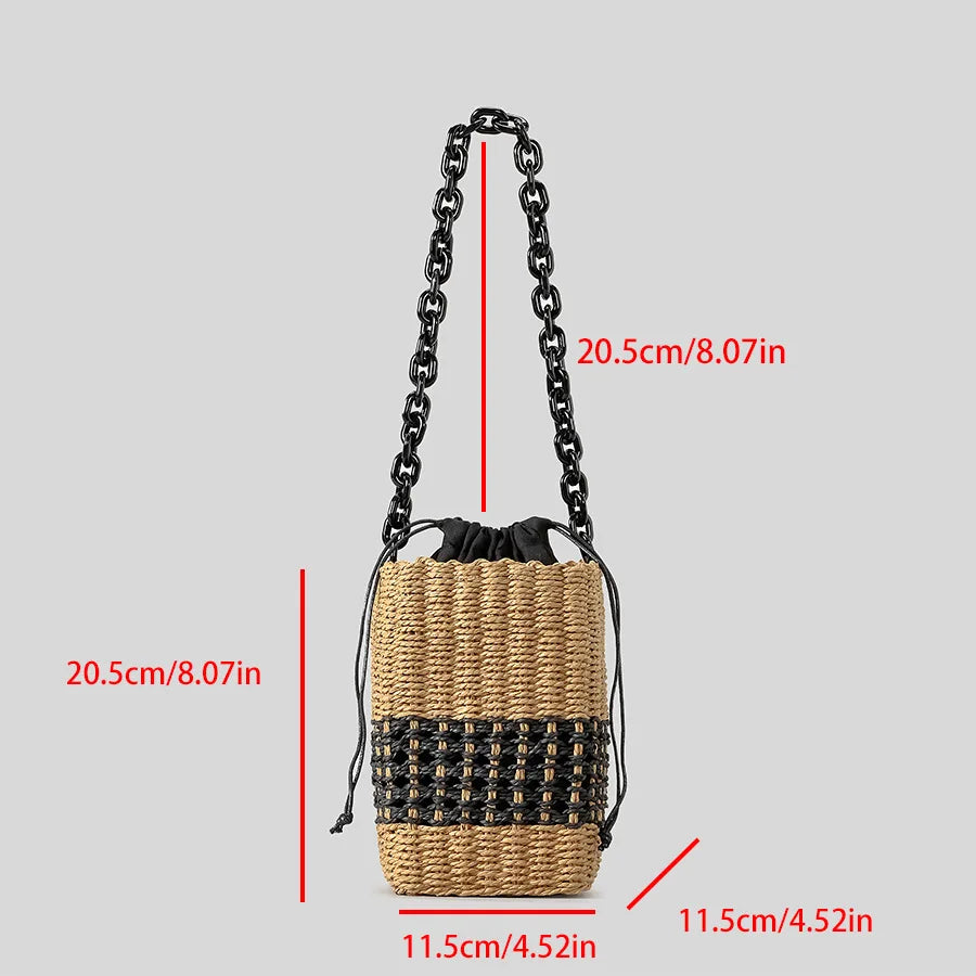 Grass Woven Beach Bag by Femlion - Shoulder Portable Bag for Women