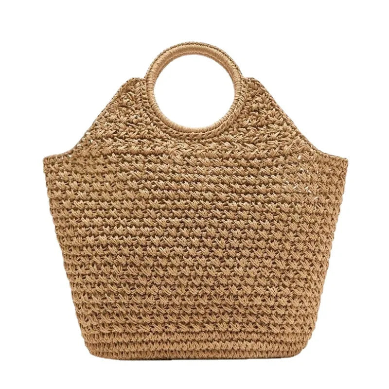 Femlion Paper Woven Beach Bag: Stylish Portable Handbag for Women